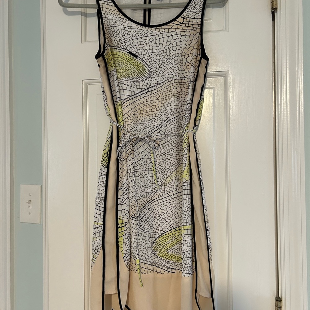 Chic High-Low Dress with Geometric Pattern